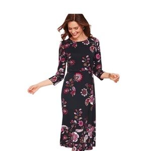 Talbots Ruched Jersey Knit Fit and Flare Dress Size 2